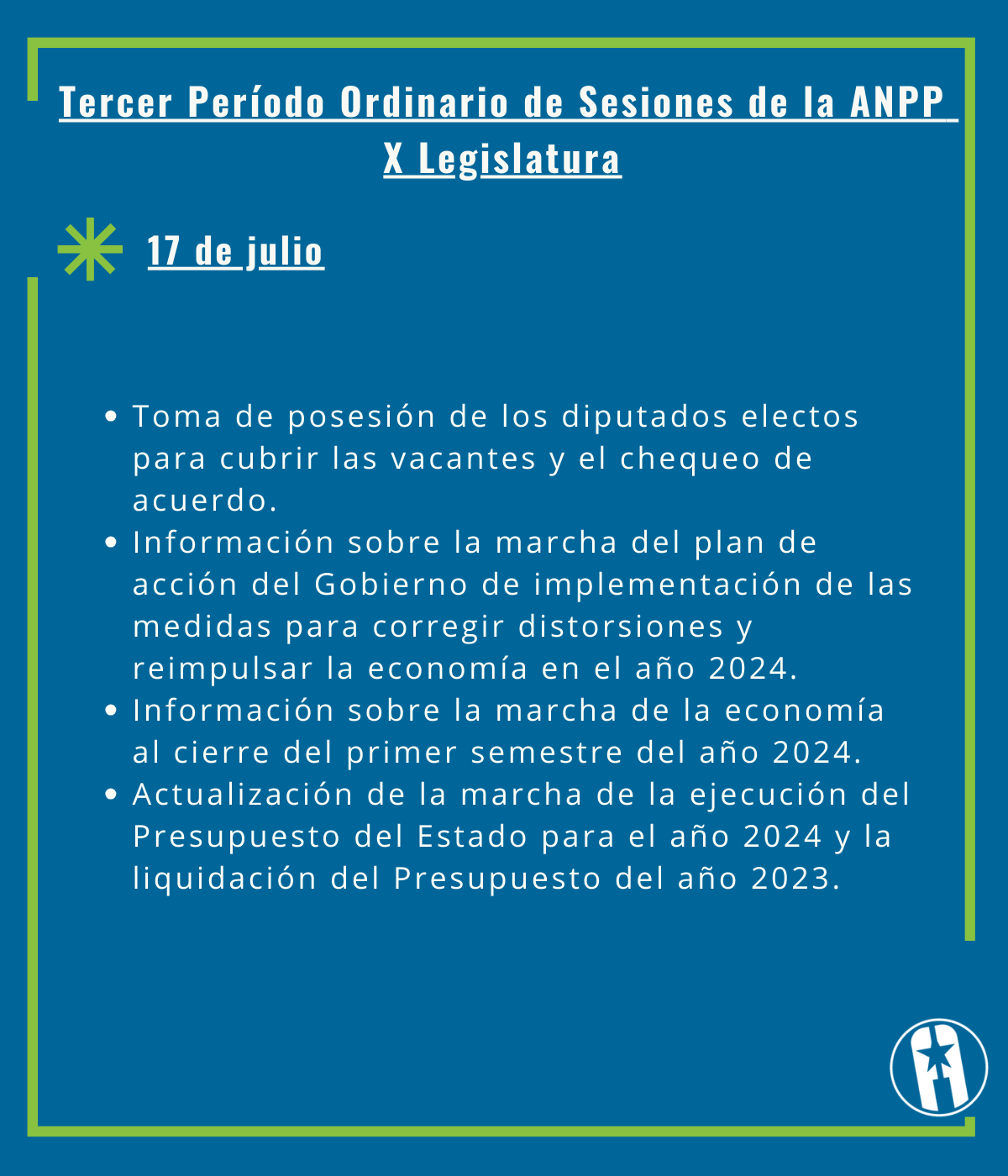 Tercer Período Ordinario de Sesiones de la ANPP Tercer Período Ordinario de Sesiones de la ANPP